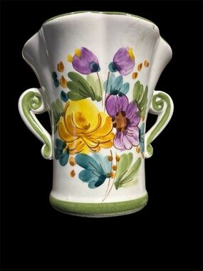 Italian handpainted ceramic vase.  Handpainted in Italy for FTD.